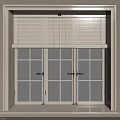 Wooden Blinds For Double Casement Window With Dark Frame And Natural Light