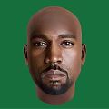 Bald Male Face With Beard And Mustache Against Green Background
