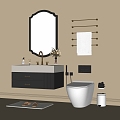 French Bathroom Cabinet Washstand Bathroom Cabinet Mirror 3d model