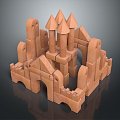 Modern Building Blocks Toy Building Blocks Toy Building Blocks Castle Wood Castle 3d model