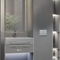 Modern Bathroom Vanity Design With Wooden Cabinet Mirror LED Lighting And Stone Countertop