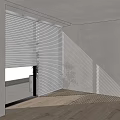 Contemporary Window Blinds Regulating Sunlight In Room With City View And Wooden Floor