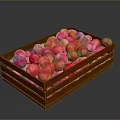 Fresh Pink Fruits Filled in Wooden Crate on Dark Background