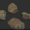 Natural Raw Stone Pieces With Various Shapes And Textures On Dark Background 3d model