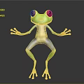 Vibrant Colored Frog with Red Eyes Green Body Blue Legs and Orange Toes