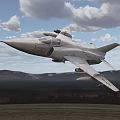 Fighter Jet Flying Over Mountainous Landscape With Cloudy Sky 3d model