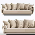 Modern Beige Two Seater Sofa With Plush Cushions Rounded Armrests And Black Base Design 3d model