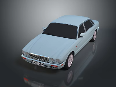Classic Light Blue Sedan Exterior Design With Black Windows And Silver Wheels 3d model