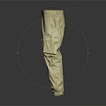 Khaki Cargo Pants With Multiple Pockets Straight Leg Casual Cotton Design 3d model
