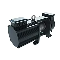 Industrial Electric Motor With Black Housing Silver Shaft And Cooling Fins Lifting Ring Base Mount
