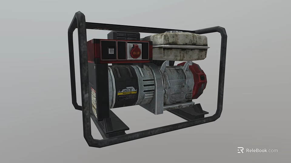 Portable Industrial Generator With Metal Frame Control Panel And Fuel Tank 3d model 