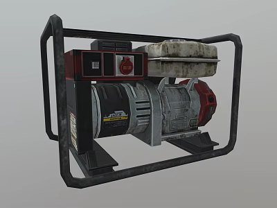 Portable Industrial Generator With Metal Frame Control Panel And Fuel Tank 3d model