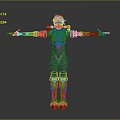 Robot Character With Red Head Purple Outfit And Orange Mechanical Parts Standing With Arms Outstretched