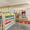 MeeKoo Supermarket Store Front With Shelves Full Of Drinks Snacks Checkout Counter And Seating Area