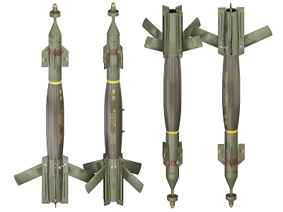 Military Missiles Different Angles Structural Design With Fins And Warheads 3d model