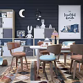 Nordic Children's Table and Chair Children's Table and Chair Combination 3d model