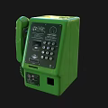 Green Public Telephone Booth with Keypad and Handset for Emergency Use