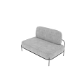 Modern Gray Fabric Two Seater Sofa With Black Metal Frame Design 3d model