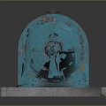 Vintage Turquoise Mechanical Device With Rotating Wheels Gears And Concrete Base