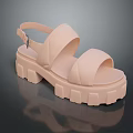 Light Pink Platform Sandals With Two Strap Design And Thick Block Sole 3d model