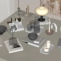 Decorative Ornaments Combination Small Table Lamp Books 3d model