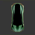 Green Sports Car Featuring Sleek Design Black Roof Yellow Wheels on Dark Reflective Background