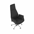 Black Leather Leisure Chair With High Back Swivel Base And Ergonomic Design