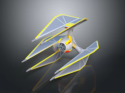 Aerospace Spacecraft Model With Transparent Wings Yellow Borders And Multi Wing Structure 3d model