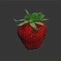 Juicy Fresh Red Strawberry With Vibrant Green Leaves Placed On Dark Reflective Background