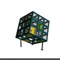 Interactive Green Cube Playground Equipment With Grid Design And Colorful Climbing Panels For Kids