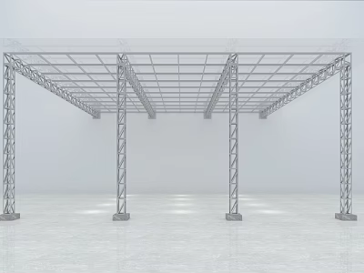 Spacious Parking Garage With Metal Frame Structure And Smooth Gray Concrete Floor 3d model