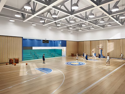Modern Basketball Court Gymnasium Rain Playground 3d model