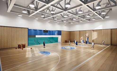 Modern Basketball Court Gymnasium Rain Playground 3d model