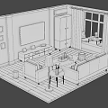 Cartoon Style Living Room With Pink Walls Wooden Flooring Sofa And TV Stand