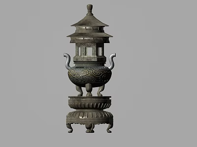 Traditional Metal Ornamental Decoration Set With Multi tiered Structure And Intricate Patterns 3d model