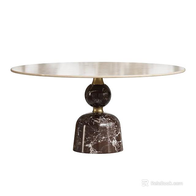 Elegant Round Table With Metallic Top And Dark Marble Spherical Base Design Elements 3d model