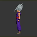 Anime Character 3D Model With Silver White Hair Purple Outfit And Yellow Shoes
