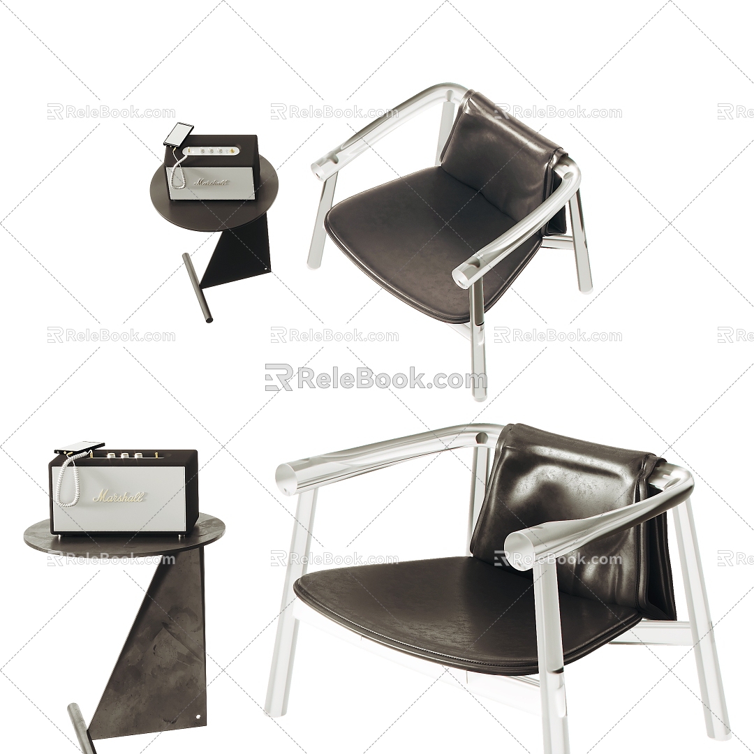 Casual single chair acrylic chair leather leather chair metal speakers 3d model