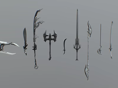 Various Historical Weapon Designs Including Swords Axes Daggers And Spears 3d model