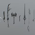 Various Historical Weapon Designs Including Swords Axes Daggers And Spears