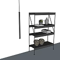 Modern Bookshelf with Wall Lamp 3d model