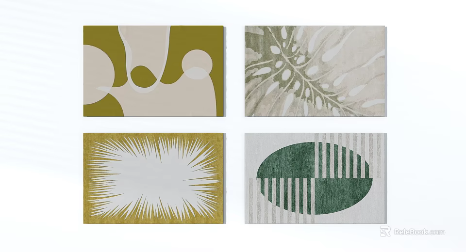 Square Rugs with Modern Geometric Leaf and Abstract Patterns for Home Decor 3d model