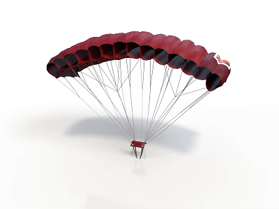 Red And Black Spacecraft Parachute System For Safe Descent In Space Missions 3d model