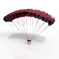 Red And Black Spacecraft Parachute System For Safe Descent In Space Missions