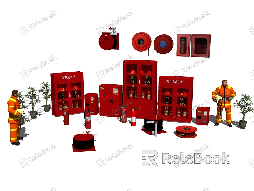 Fire fighting equipment and equipment combination Fire fighting facilities Fire door Fire cabinet Safety exit Fire extinguisher Smoke alarm Fireman Fire hydrant Fire hydrant model