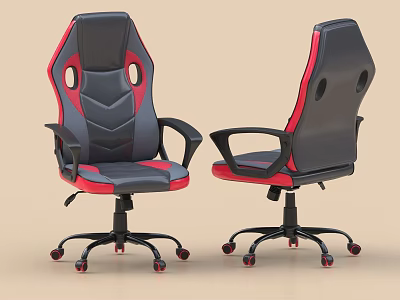 Modern Gaming Office Chair With Black And Red Design Ergonomic Backrest Armrests And Wheeled Base 3d model