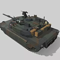 Modern Military Tank With Camouflage Paint And Long Cannon On Turret Top 3d model