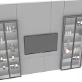Modern Living Room Wall Design With TV And Side Wine Cabinets Storage Shelves