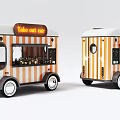 Orange And White Striped Take Out Car With Drinks Display And Service Window