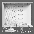 Kids Room With Hexagon Wall Chalkboard Art Stuffed Toys Hanging Rods And Playful Decor